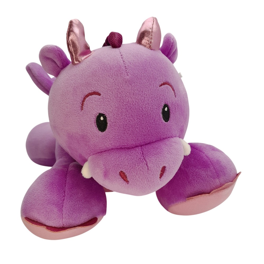 Animal Adventure Purple Dragon Plush‎ Heart Wings Metallic Horns Stuffed Toy 10"